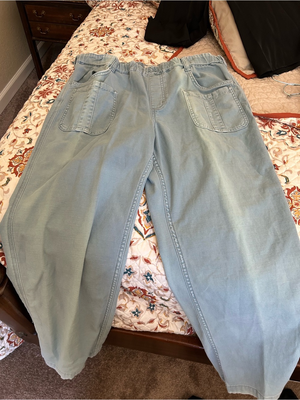Pilcro Pale Blue Wide-Leg Elastic-Waist Jeans